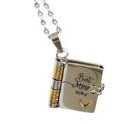 CARISSETT Collier confortable en acier inoxydable avec pendentif en forme de livre miniature fait à la main, taille unique, Comme décrit, Comme décrit.