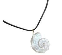 CARISSETT Collier de perles en coquillage/conque naturel réglable avec fermeture à nouer - Bijoux faits à la main - Design léger, taille unique, Comme décrit, Comme décrit.