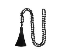 CARISSETT Collier de perles fait à la main avec pierres naturelles et pompons élégants noués à la main - Cadeau pour homme et femme, taille unique, Comme décrit, Comme décrit.