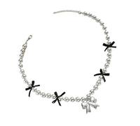 CARISSETT Collier de perles unique avec un nœud délicat pour les femmes élégantes. Accessoire de bijoux fait à la main, taille unique, Comme décrit, Comme décrit.