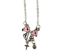 CARISSETT Collier délicat avec pendentif en forme de nœud rose en alliage texturé pour femme, clavicule, fête d'anniversaire, anniversaire de mariage, taille unique, Comme décrit, Comme décrit.