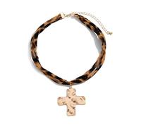 CARISSETT Collier en textile avec imprimé léopard - Longueur réglable - Convient pour les fêtes ou le bureau, taille unique, Comme décrit, Comme décrit.