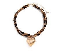 CARISSETT Collier en textile avec imprimé léopard - Longueur réglable - Convient pour les fêtes ou le bureau, taille unique, Comme décrit, Comme décrit.