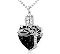 CARISSETT Collier funéraire en acier inoxydable pour cendres funéraire avec motif arbre enchevêtré et fermeture à vis avec crémation en forme de cœur en acier inoxydable, taille unique, Comme décrit