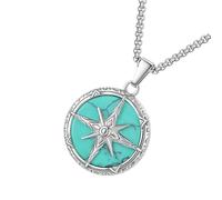 CARISSETT Collier rond spirituel pour homme en acier inoxydable - Bijou tendance pour diverses occasions - Pendentif en acier inoxydable, taille unique, Comme décrit, Comme décrit.