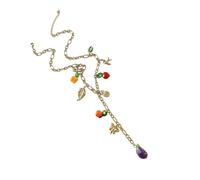 CARISSETT Collier tendance en acier inoxydable en forme de Y avec breloque fruits colorés, chaîne réglable, bijoux tendance, accessoire cadeau, collier chaîne en Y réglable