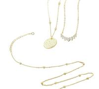CARISSETT Collier tendance pour femme avec pendentif multicouche en forme de disque rond - Bijou délicat pour femme - À porter au quotidien, taille unique, Comme décrit, Comme décrit.