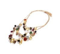 CARISSETT Collier tendance pour femme avec plusieurs couches de cœurs feuilles et fleurs pour les passionnées de mode