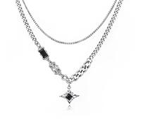 CARISSETT Collier tendance unisexe double couche étoile porte-bonheur design streetwear bijoux assortis matériaux en alliage robuste unisexe pour couple
