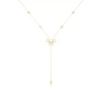 CARISSETT Élégant collier de perles en forme de Y - Collier avec pendentif soleil - Texture en alliage - Tendance - Pour femme - Pendentif en forme de Y, taille unique, Comme décrit, Comme décrit.