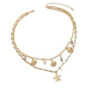 CARISSETT Ensemble de bijoux d'été avec pendentif coquillage 5 styles tendance et chaîne empilable pour accessoires empilables, taille unique, Comme décrit, Comme décrit.