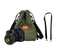 CARISSETT Étui souple pour appareil photo avec cordon de serrage, bandoulière réglable, sac de rangement pour appareil photo, étui souple portable, Argenté., Vert