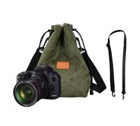 CARISSETT Étui souple pour appareil photo avec cordon de serrage, bandoulière réglable, sac de rangement pour appareil photo, étui souple portable, l, Vert