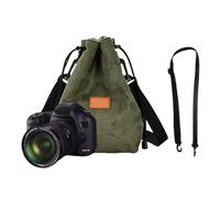 CARISSETT Étui souple pour appareil photo avec cordon de serrage, bandoulière réglable, sac de rangement pour appareil photo, étui souple portable, xl, Vert
