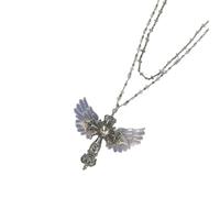 CARISSETT Long collier gothique punk en alliage avec pendentif croix détaillée pour tenue décontractée ou formelle collier gothique