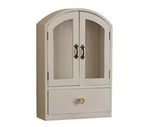 CARISSETT Organisateurs de rangement de bureau compacts en bois avec façade en verre pour fournitures cosmétiques - Design efficace et peu encombrant - Boîte de rangement avec porte en verre