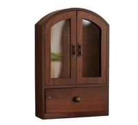 CARISSETT Organisateurs de rangement de bureau compacts en bois avec façade en verre pour fournitures cosmétiques - Design efficace et peu encombrant - Boîte de rangement avec porte en verre