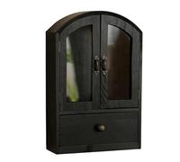 CARISSETT Organisateurs de rangement de bureau compacts en bois avec façade en verre pour fournitures cosmétiques - Design efficace et peu encombrant - Boîte de rangement avec porte en verre