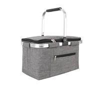 CARISSETT Panier à nourriture de camping résistant à l'eau avec compartiment isotherme et design pliable en tissu texturé pour réunions de groupe Panier de refroidissement portable