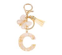 CARISSETT Porte-clés papillon et lettre - Article de bijoux combiné avec des pompons - Accessoire de pendentif pour un usage quotidien - Personnalisable, C, taille unique
