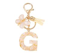 CARISSETT Porte-clés papillon et lettre - Article de bijoux combiné avec des pompons - Accessoire de pendentif pour un usage quotidien - Personnalisable, G, taille unique