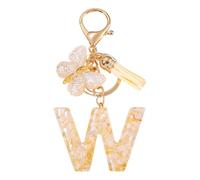 CARISSETT Porte-clés papillon et lettre - Article de bijoux combiné avec des pompons - Accessoire de pendentif pour un usage quotidien - Personnalisable, w, taille unique