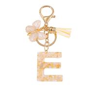 CARISSETT Porte-clés papillon et lettre - Article de bijoux combiné avec des pompons - Accessoire de pendentif pour un usage quotidien - Personnalisable, E1., taille unique
