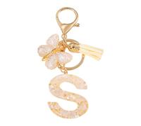 CARISSETT Porte-clés papillon et lettre - Article de bijoux combiné avec des pompons - Accessoire de pendentif pour un usage quotidien - Personnalisable, s, taille unique
