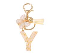 CARISSETT Porte-clés papillon et lettre - Article de bijoux combiné avec des pompons - Accessoire de pendentif pour un usage quotidien - Personnalisable, Y, taille unique