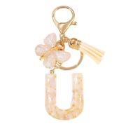 CARISSETT Porte-clés papillon et lettre - Article de bijoux combiné avec des pompons - Accessoire de pendentif pour un usage quotidien - Personnalisable, u, taille unique