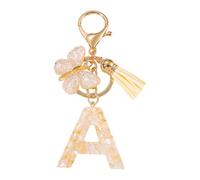 CARISSETT Porte-clés papillon et lettre - Article de bijoux combiné avec des pompons - Accessoire de pendentif pour un usage quotidien - Personnalisable, a, taille unique
