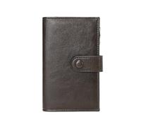 CARISSETT Portefeuille fin en cuir pour femme avec blocage des RFID - Grande capacité - Avec fermeture éclair - Porte-cartes de crédit à trois volets, café