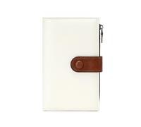 CARISSETT Portefeuille fin en cuir pour femme avec blocage des RFID - Grande capacité - Avec fermeture éclair - Porte-cartes de crédit à trois volets, blanc