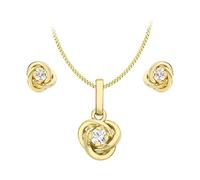 CARISSIMA - 1.45.1544 - Parure Collier et Boucles d'oreilles Femme - Chaîne - Or jaune (9 cts) 1.44 Gr - Oxyde de zirconium