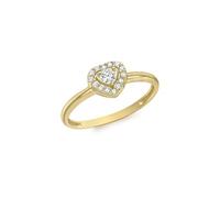 CARISSIMA Bague cœur halo en zircon cubique or jaune 9 ct 7,5 x 6,5 mm pour femme