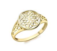 CARISSIMA Bague filigrane ronde 12 mm en or jaune 9 ct - #O