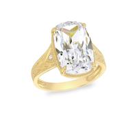 CARISSIMA Bague pour femme en or jaune 9 carats avec zircone cubique coussin 16 mm x 10 mm #O