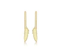 CARISSIMA Boucles d’oreilles chaîne à passer en forme de feuille en or jaune 9 ct pour femmes