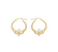 Carissima Boucles d’oreilles créoles Claddagh pour femme en or jaune 9 carats, coupe diamant