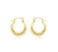 CARISSIMA Boucles d’oreilles créoles côtelées de 16 mm en or jaune 9 ct pour femmes