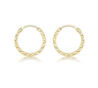 CARISSIMA Boucles d’oreilles créoles infinies à motif facetté de 10,5 mm en or jaune 9 ct pour enfants