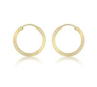 CARISSIMA Boucles d’oreilles créoles infinies à rayures facettées de 12,5 mm en or jaune 9 ct pour femmes