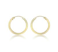 CARISSIMA Boucles d’oreilles créoles infinies à rayures facettées de 15,5 mm en or jaune 9 ct pour femmes