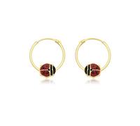 CARISSIMA Boucles d’oreilles créoles Ladybird émaillées rouges en or jaune 9 ct pour femmes