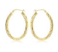 CARISSIMA Boucles d’oreilles créoles ovales à motif en or jaune 9 ct pour femmes