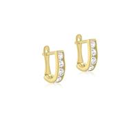 CARISSIMA Boucles d’oreilles demi-anneaux 10 x 2 mm oxyde de zirconium blanc enfants en or jaune 9 ct