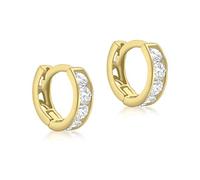 CARISSIMA Boucles d’oreilles enfants huggy 9 mm oxyde de zirconium blanc en or jaune 9 ct