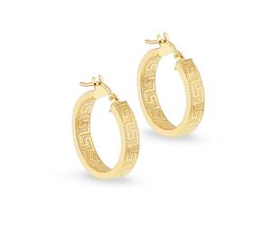 CARISSIMA Boucles d’oreilles femme en or jaune 9 ct cercles grecs 20 mm