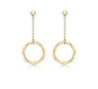 CARISSIMA Boucles d’oreilles pendantes anneau et chaîne à facettes de 18 mm en or jaune 9 ct pour femmes