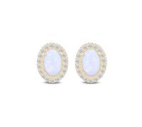 Carissima Boucles d'oreilles à tige en or jaune 9 carats avec opale ovale synthétique et zircone cubique